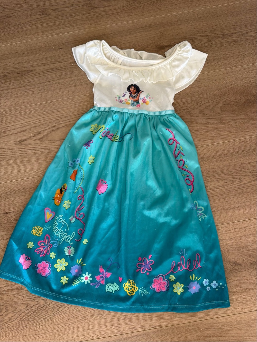 Disney Encanto Mirabel Madrigal Turquoise Floral Dress Girls 3T